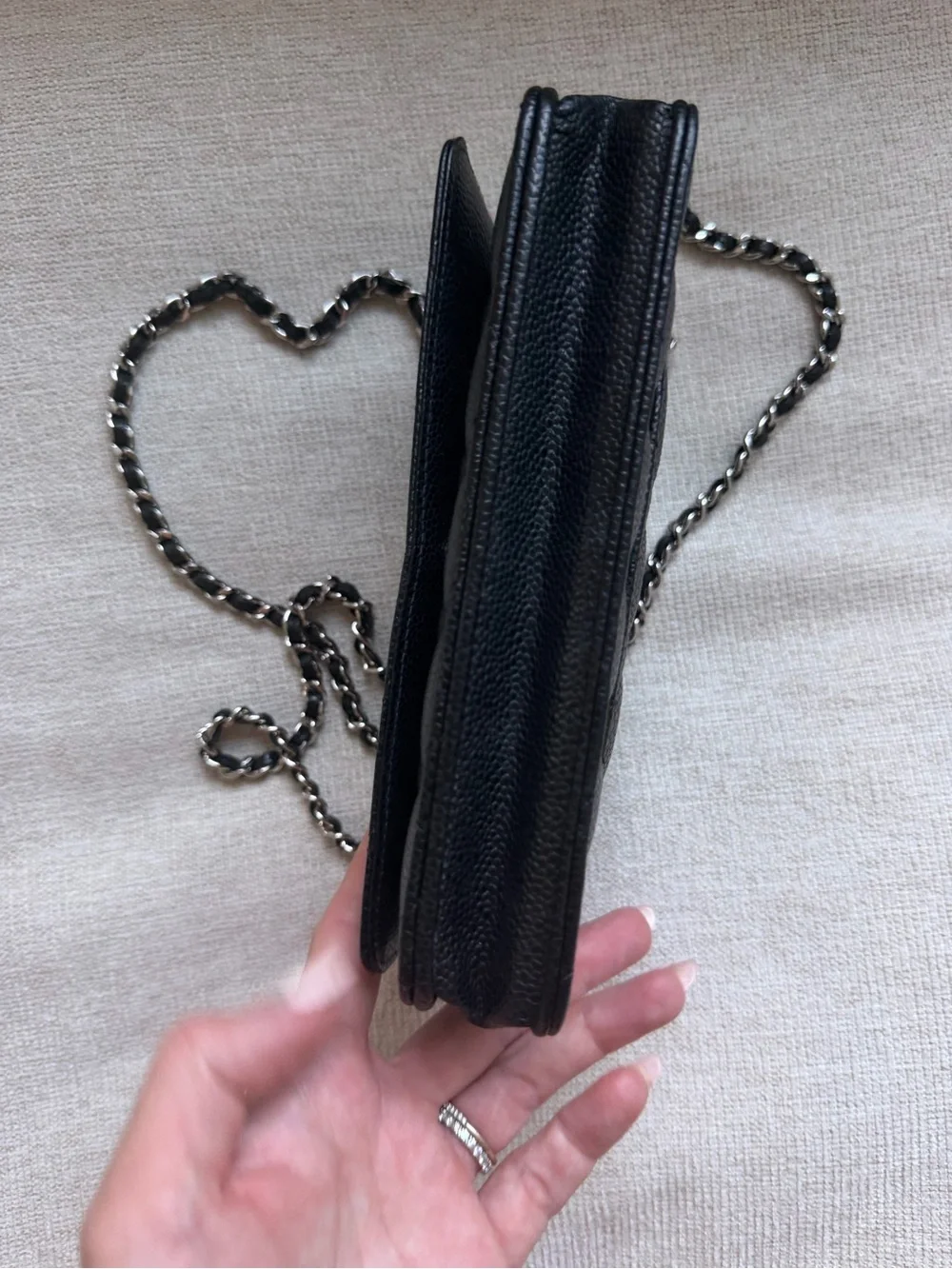 CHANEL Black Quilted Caviar Leather WOC